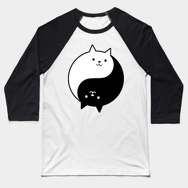 Yin Yang Cats Baseball T-Shirt by CatMarceline